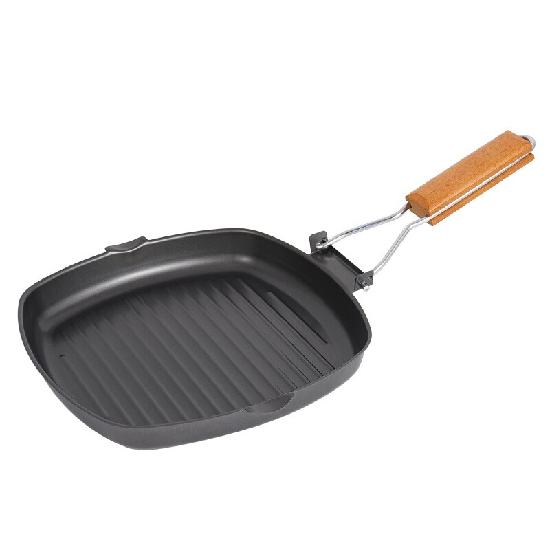 Portable Frying Steak Pan Outdoor Grill Cooking BBQ Pan Fish Steak Frying Cooker with Handle Multi-function Folding Pan