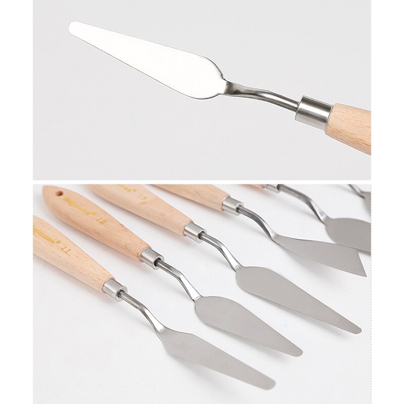 Palette Knife Painting Stainless Steel Spatula Palette Knife Oil Paint Metal Knives Wood Handle SP99