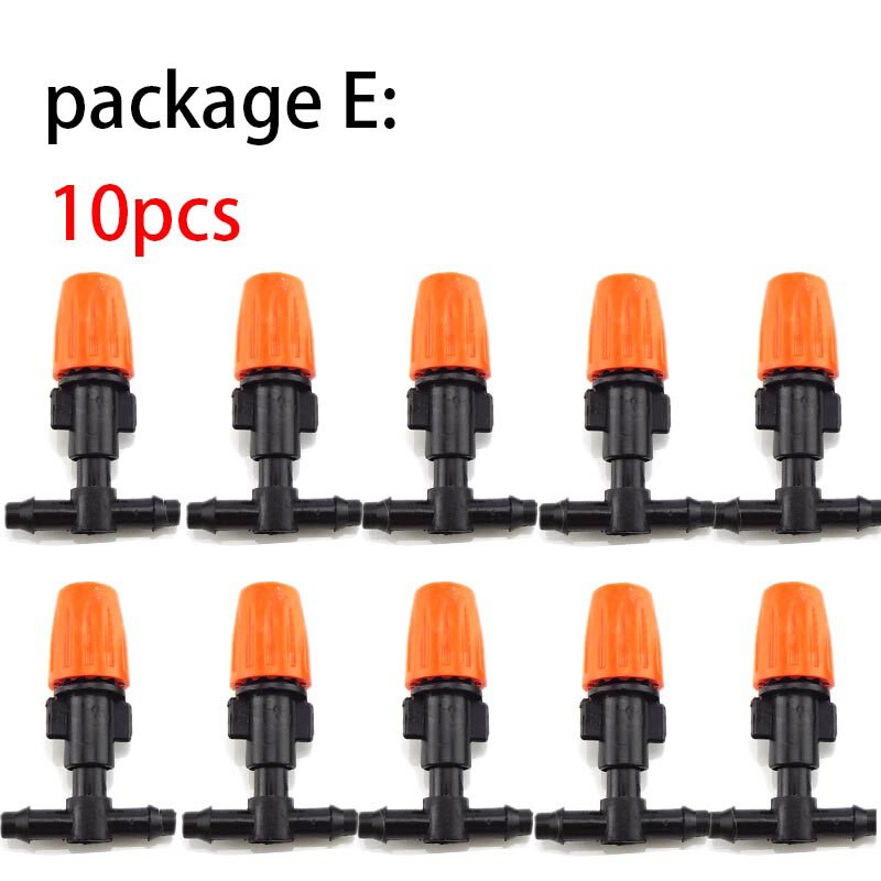 10 st 1/4 &quot; trädgårdsvatten bevattning hängande dimma sprinkler munstycke tee 4/7 slang dimma dimma sprayer kit för trädgårdsarbete växthus: Paket e