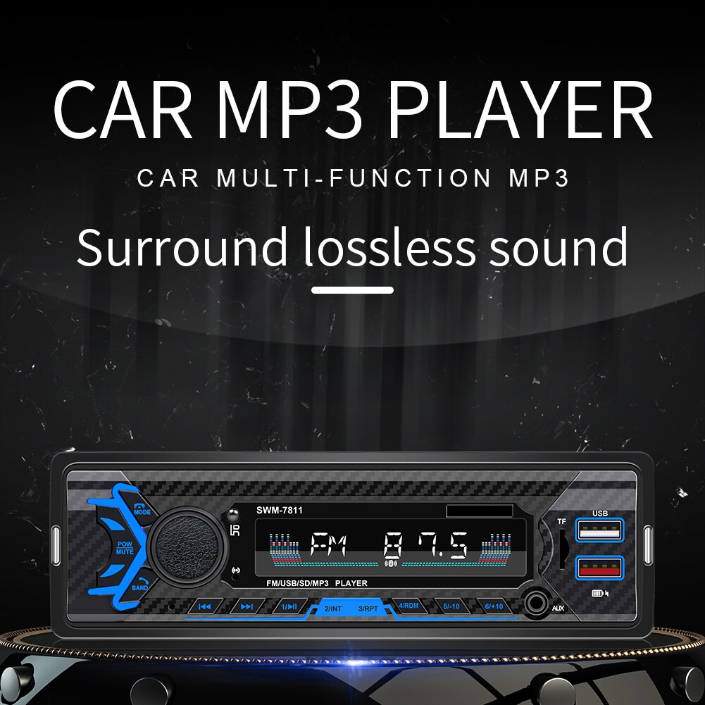 SWM-7811 Car Stereo Bluetooth-compatible AUX-in FM Radio Digital Media Receiver Single 1 DIN In Dash Head Unit Support Voice Con