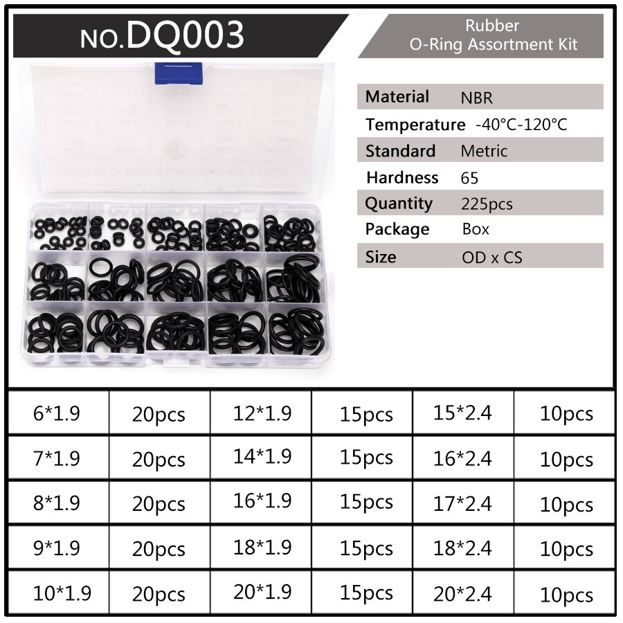 Junta tórica de silicona NBR VMQ FKM CS, 1,5mm, 2,4mm, 3,1mm, reemplazo de Junta verde, 125-150-225-300uds, S25: DQ003 x1