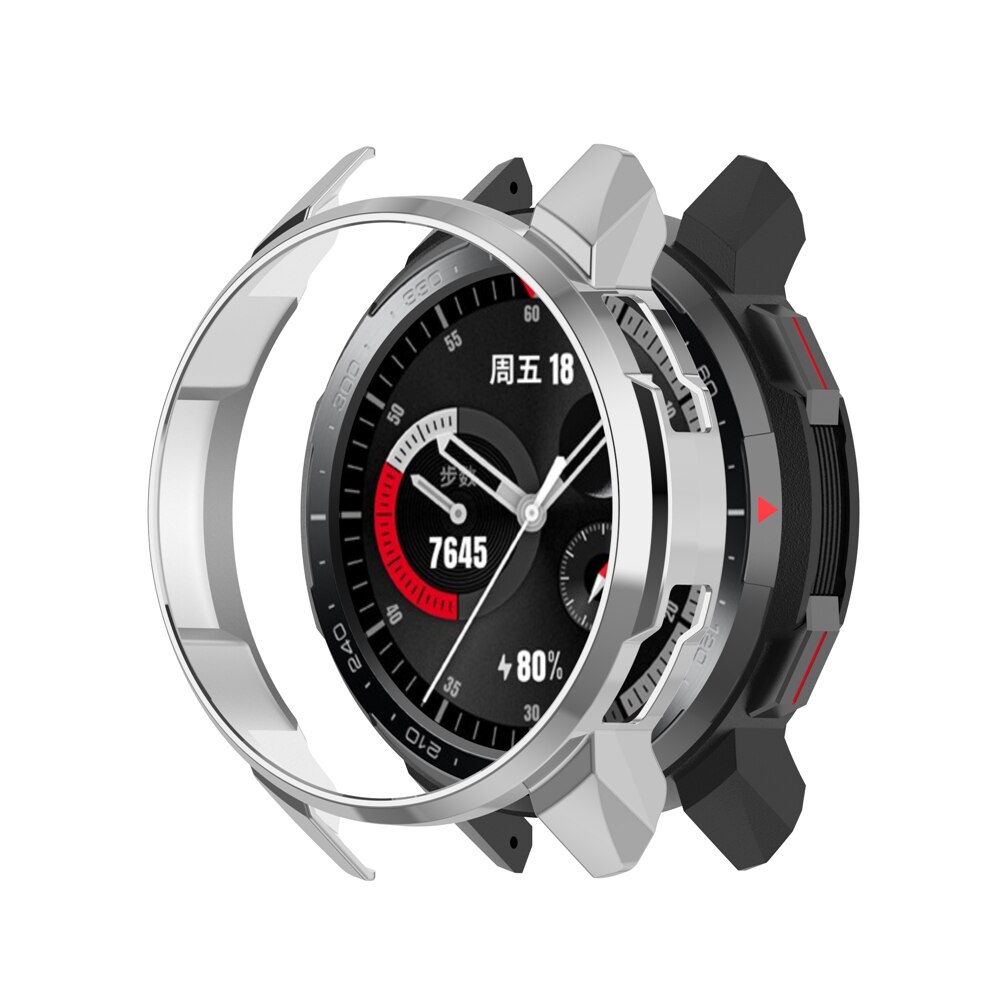 Tpu-suojakotelo huawei honor gs pro -kellokotelolle erittäin ohut näytön pinnoitus suojakotelo huawei honor watch gs pro: Hopea