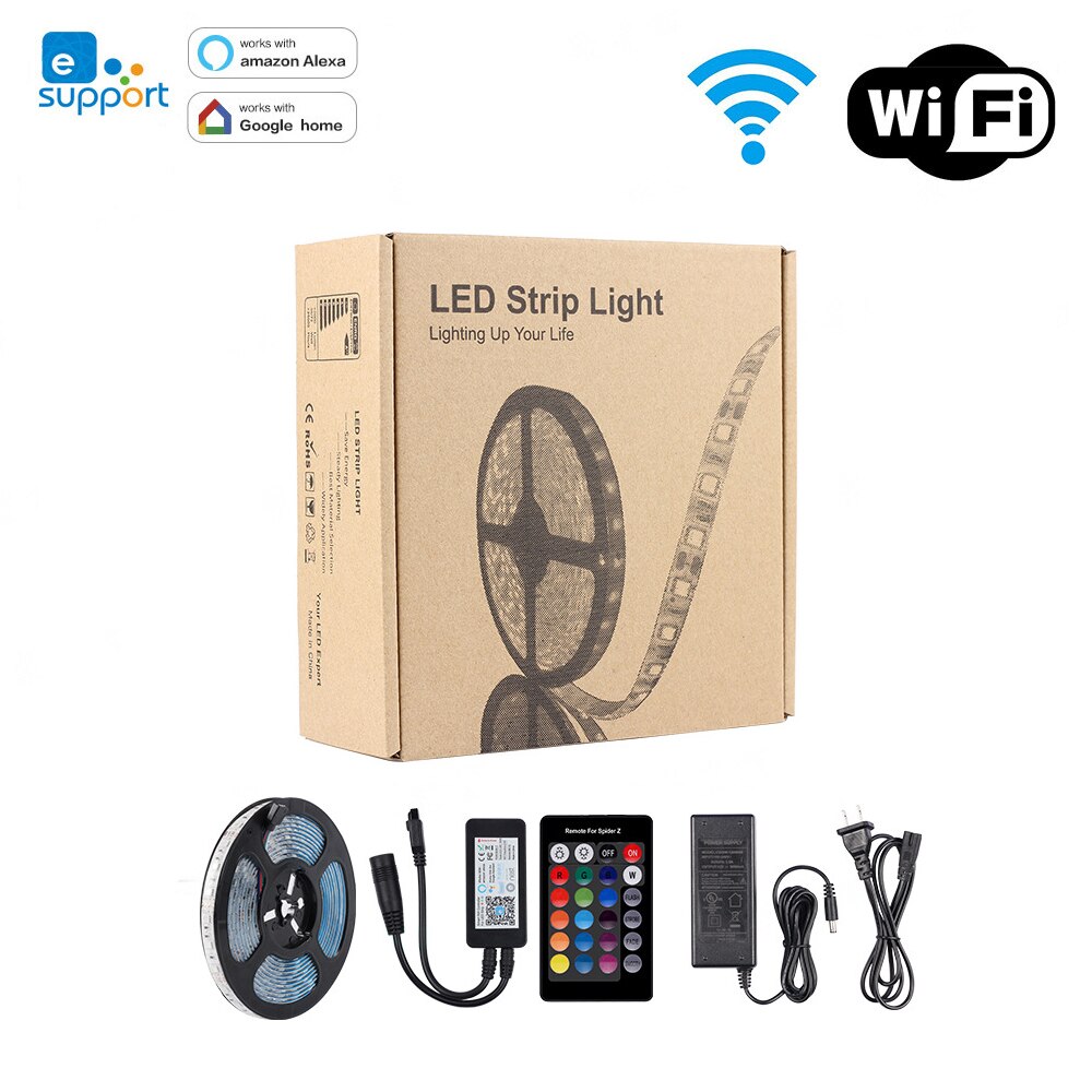 Home automation Smart LED Light Strip Dimmable Waterproof WiFi Flexible RGB Strip Lights Works with Alexa Google Home
