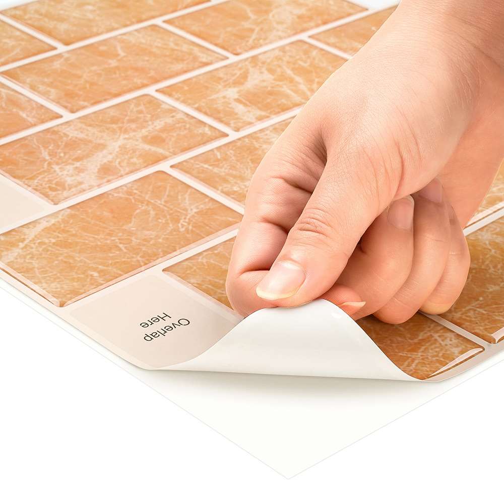 Golden Brown Marble Epoxy Waterproof Self-adhesive Wall Sticker Tile Sticker 3D Peel And Stick Subway Tiles Accessories