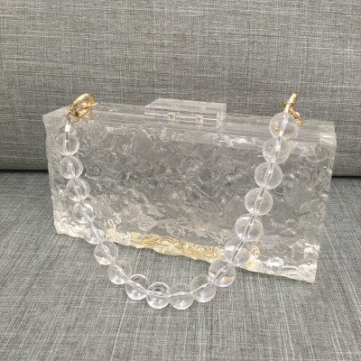 Sacs à main en acrylique Transparent pour femmes, pochette de soirée, boîte carrée, Mini club d'été,: round 65cm chain