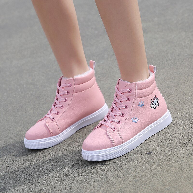 Winter Stijl Veelzijdige Koreaanse Stijl Plus Fluwelen Hoge Katoen Gevoerde Schoenen Student Meisjes Casual Grote Maagd snowboots Wom