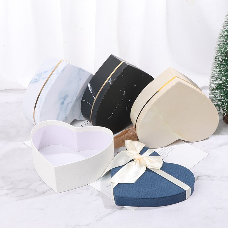 3pcs Box Heart Shaped Container Packaging Wedding Party Case DIY Valentine's Day Flower boxes for Composite material