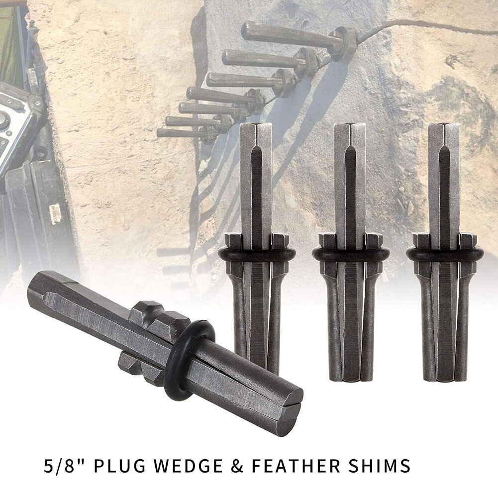 6 Set 5/8 Inch Stone Splitter Plug Wedges Feather Shims Concrete Rock Stone Splitter Concrete Marble Rock Separating Hands Tool