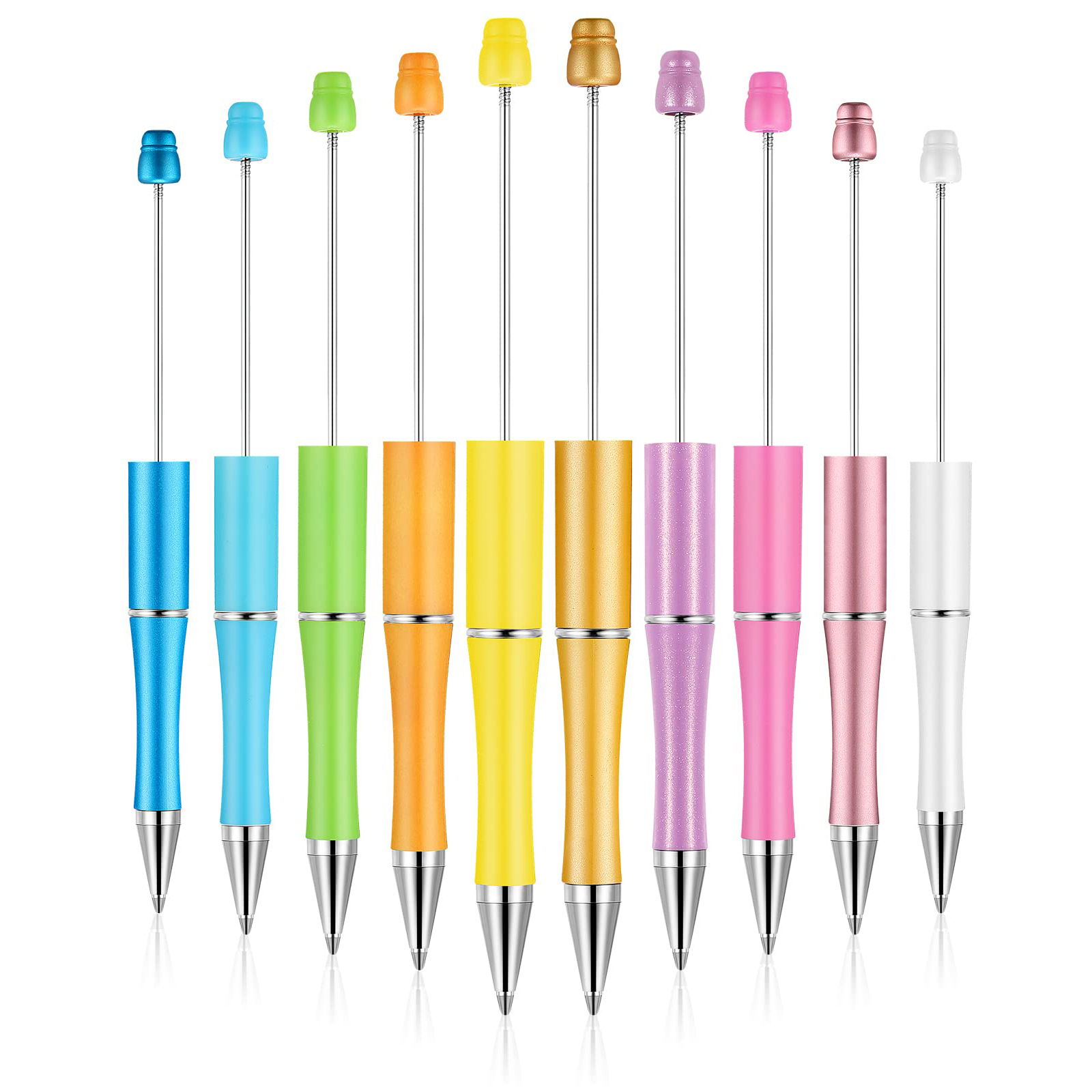 30Stck Neueste Farbe Kreative Kunststoff Perlen Stift Kugelschreiber Druckbare Perlen Stift DIY für Schüler Büro Liefert: Weiß