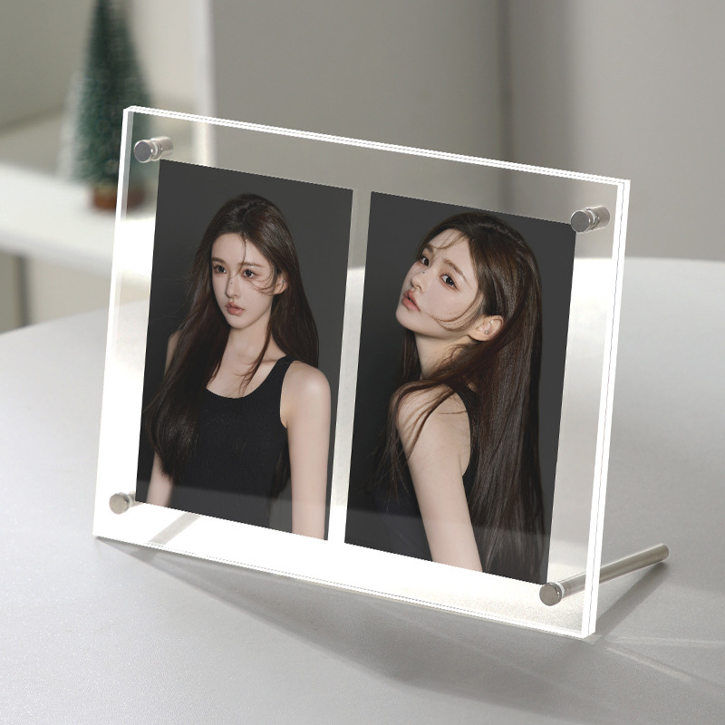 Cadre photo transparent en acrylique, porte de portrait, affichage de photos de mariage: 7 pouces / Rouge