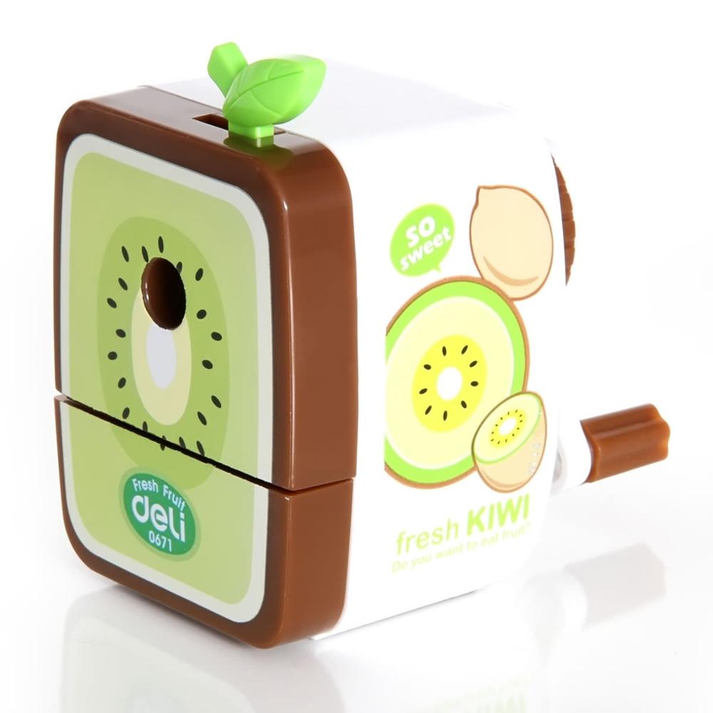 Cute Fruit Pensil Sharpener Kawaii IMC Rh Walnut Hand Crank Pencil Cutting Machine Cartoon Stationery: Kiwi