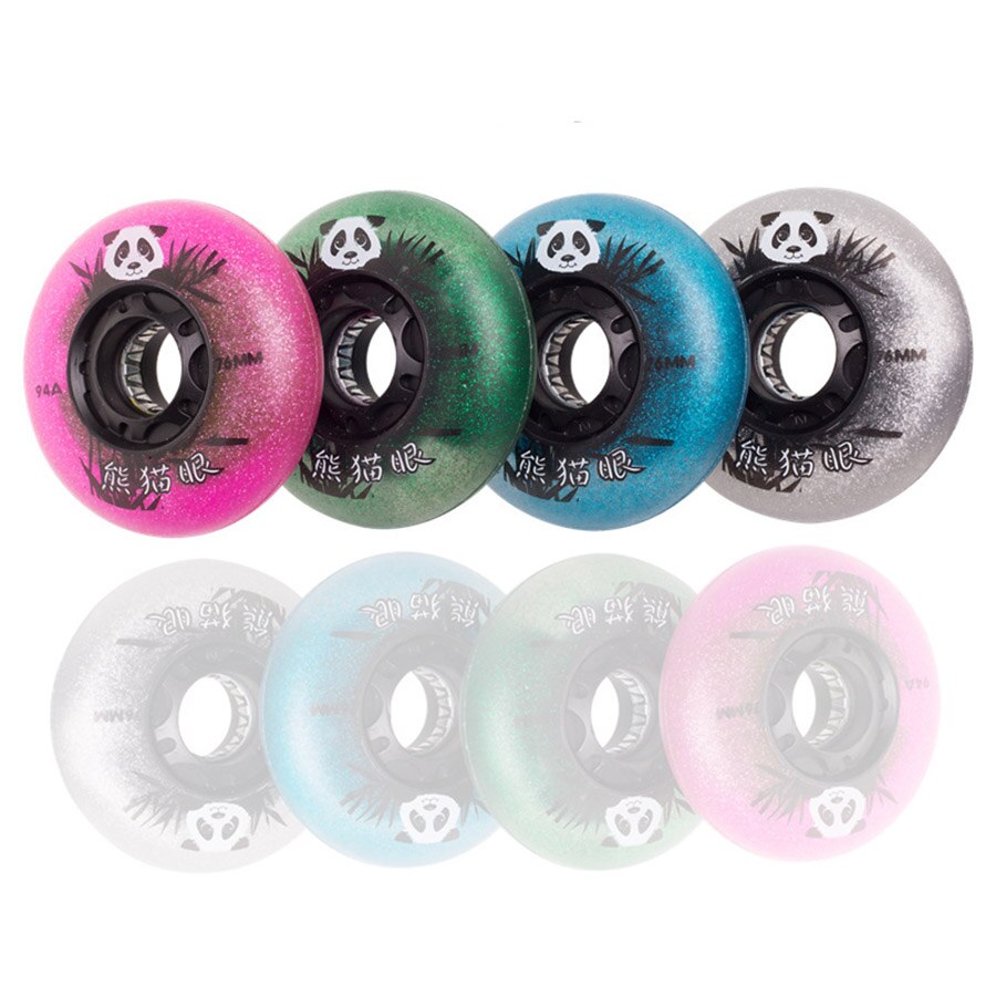 94A Panda LED Verlichting Inline Skates Wielen Knipperende Rolschaatsen Banden Slalom Sliding Wielen Voor SEBA Powerslide Patines 8pc