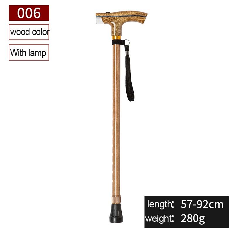 old man stick with lamp intelligent wood color multifunctional crutch scalable lighting rod old outdoor walking stick