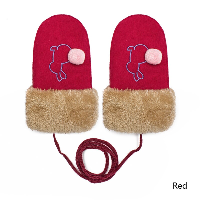 MOLIXINYU-gants chauds d'hiver pour bébés, en coton, pour garçons et filles, pour avoir le doigt complet, à la: Red