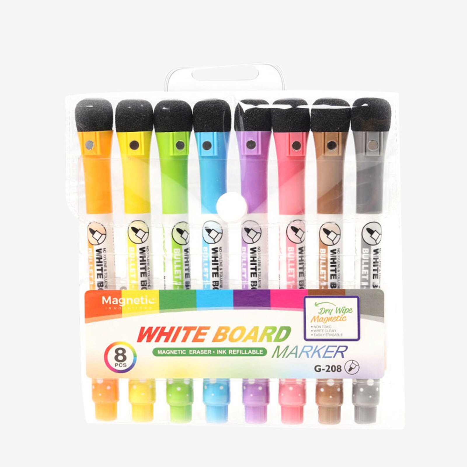 8pcs Board Erasable Board Marker Magnetic Whiteboard Writing Pen With Pen Erase Erasable Magnet Buttons For Office School Supply
