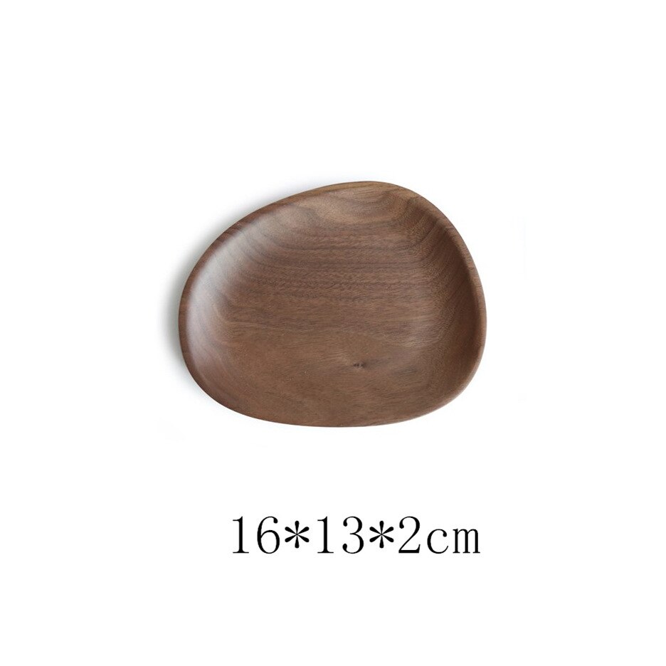 Ovalado irregular de madera de nogal Pan de frutas platos plato bandeja de té postre artículos de mesa plato para cena conjunto: 16x13x2CM