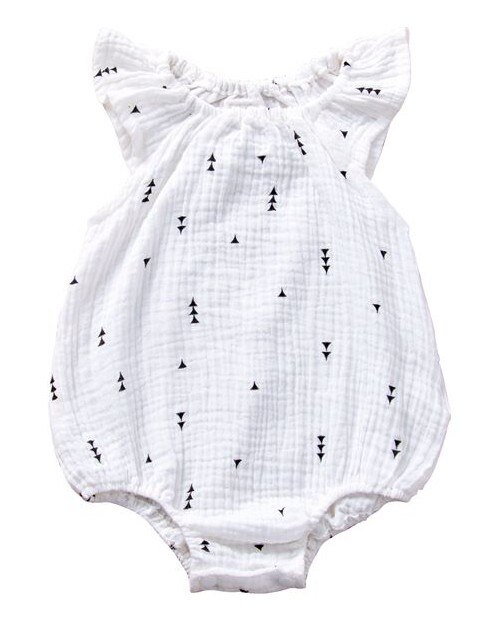 Bomuld linned baby piger romper tøj sommer blomsterprint flue ærmer småbørn børn jumpsuit one-piece outfits soldragt tøj: B / 12m