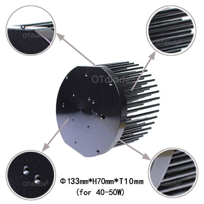Runde  d133mm forborret ledet pin pin heatsink passe til kolbe cxb 3590 bridgelux  v29 50-60w varme synke diy innendørs