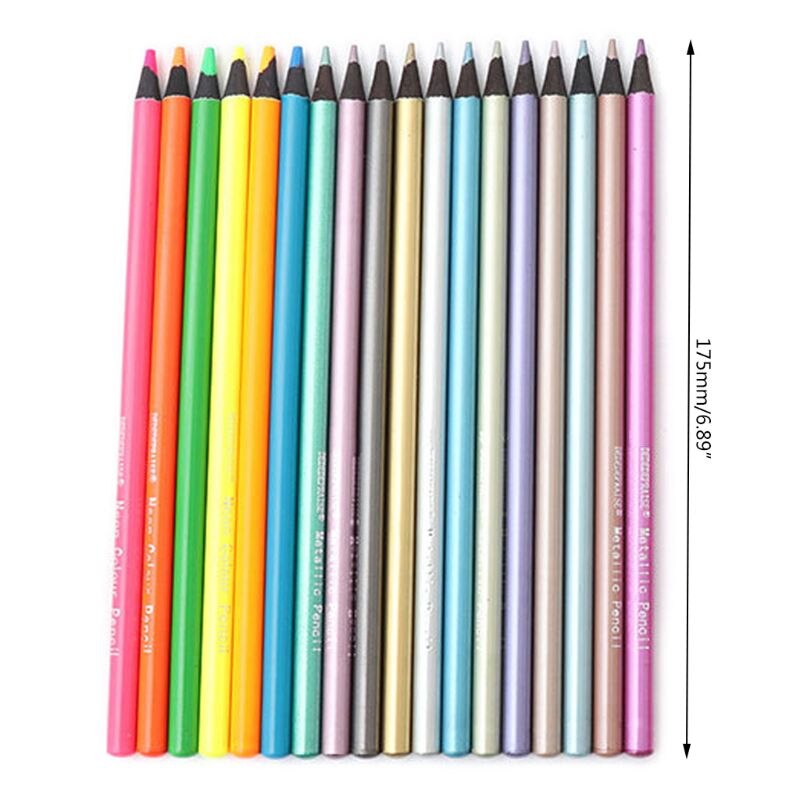 Matite colorate non tossiche metalliche 12 pezzi + 6 matite colorate fluorescenti per disegnare schizzo