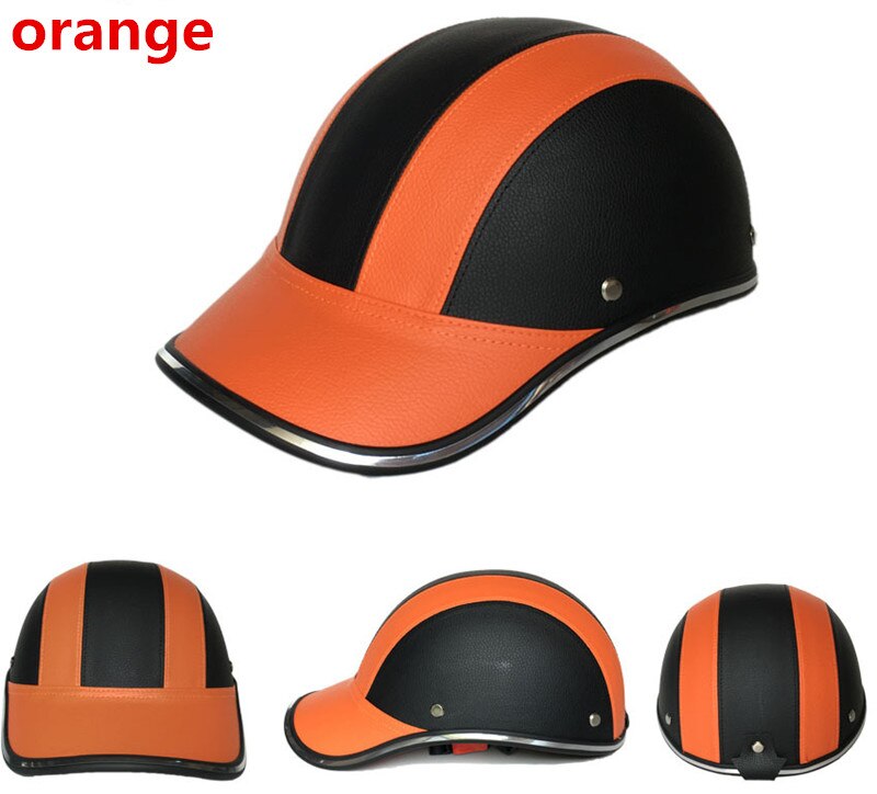 ESCAM Safety Helmet Motorcycle Helmet half helmet summer electric car men women personality baseball helmet protection: Orange