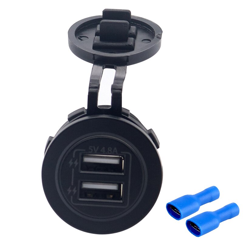 Universal Car Charger USB Vehicle DC12V-24V Waterproof Dual USB Charger 2 Ports Power Socket 5V 4.8A 24W with LED Display