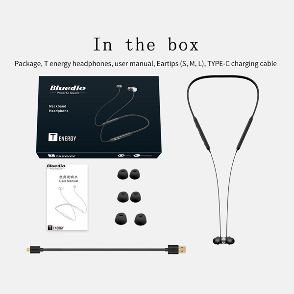 Bluedio Bluetooth Kopfhörer kabellos Headset Sport Sweatproof in-Kopfhörer für iPhone MP3 Ohrhörer: Schwarz mit Kasten