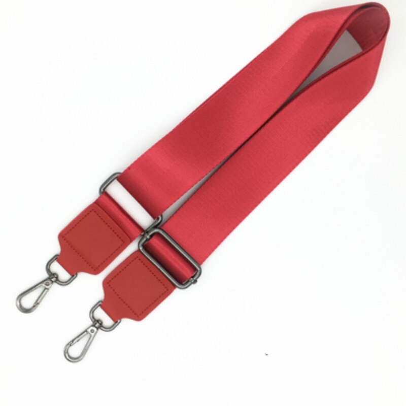 Wide 5.0cm women bag strap accessories diagonal across versatile bag strap shoulder cross-body solid color backpack band strap: red-black metal