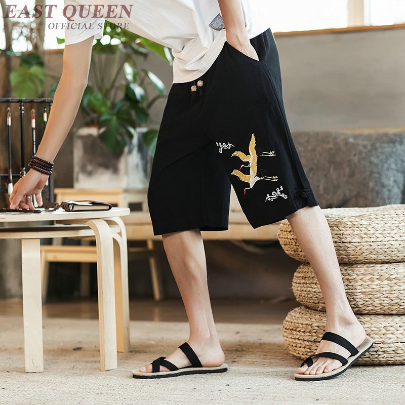 Summer short pants elastic waist loose casual short pants traditional chinese clothing for men short trousers male AA3815 Y A