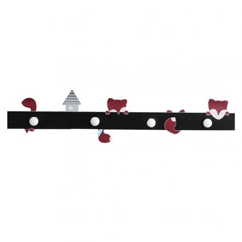 Nordic Stijl Cartoon Hal Woonkamer Deur Eenvoudige Sleutel Kleding Haak Hanger Kinderkamer Decor Sleutel Opknoping Hanger Opslag Haak: Black Fox Four