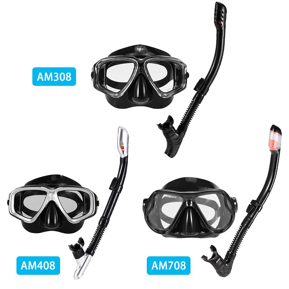 Scuba Diving Masks Snorkeling Set Adult Anti-Fog Tempered Glass Lens Goggles Glasses Swimming Fishing Pool Tools
