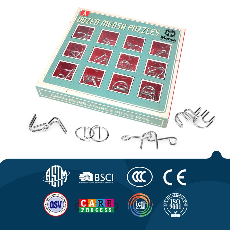 Mensa Dozen Mensa Puzzles Metal Wire IQ Wire Brain Teaser Game Educational Toys