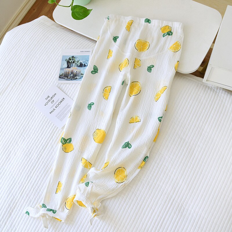 Maternity Adjustable Pajama-pants Cotton Spring Summer Thin Loose Homewear Pregnant 2022 Autumn Postpartum Home Trousers Pijama: bai ningmengxiangcao / M