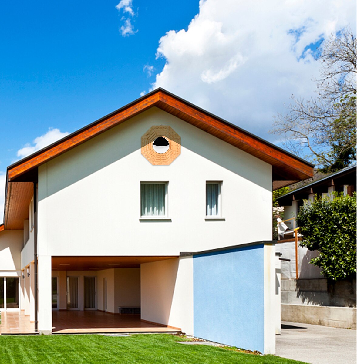 Traditional Chinese Feng Shui Bagua Mirror Wooden Lucky Dent Convex Bagua FengShui Mirror Home Decoration Mirror