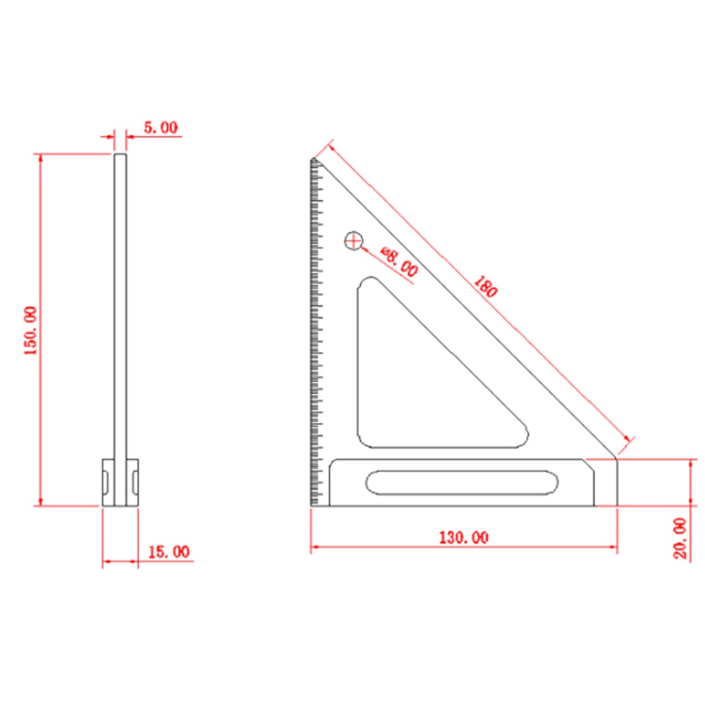 90/45 Degrees Woodworking Tools Corner Precision Triangle Ruler Aluminum Alloy Carpenters Rule Hole Positioning Measuring Ruler