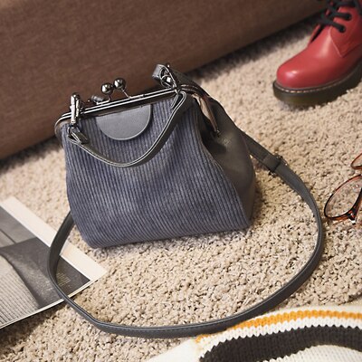 Velour Clip Vintage Shell Women Handbags Shoulder Bags Luxury Female Crossbody Bag Lady Small Purses Autumn Winter: Gray