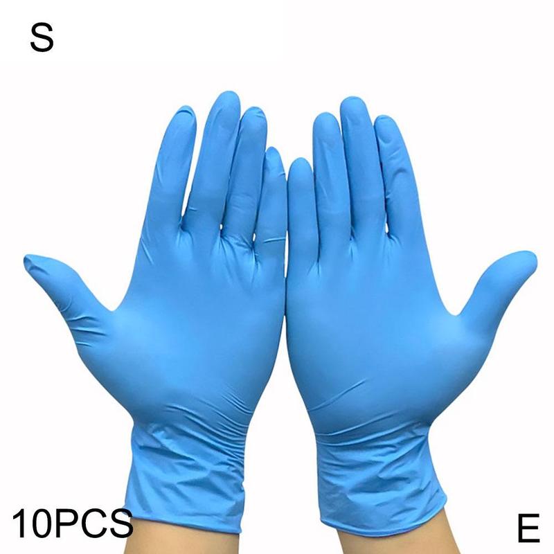 10 Pack PVC Thick And Durable Disposable Gloves Food Grade Latex Protection Nitrile Labor Protection Kitchen Work Transparent: S blue