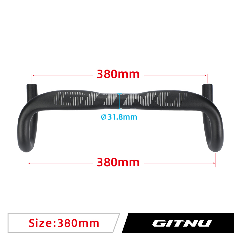 Manillar de bicicleta de carretera GITNU 31,8x380/400/420/440mm, barra de caída de bicicleta de aleación, piezas de bicicleta, aerodinámico: Negro