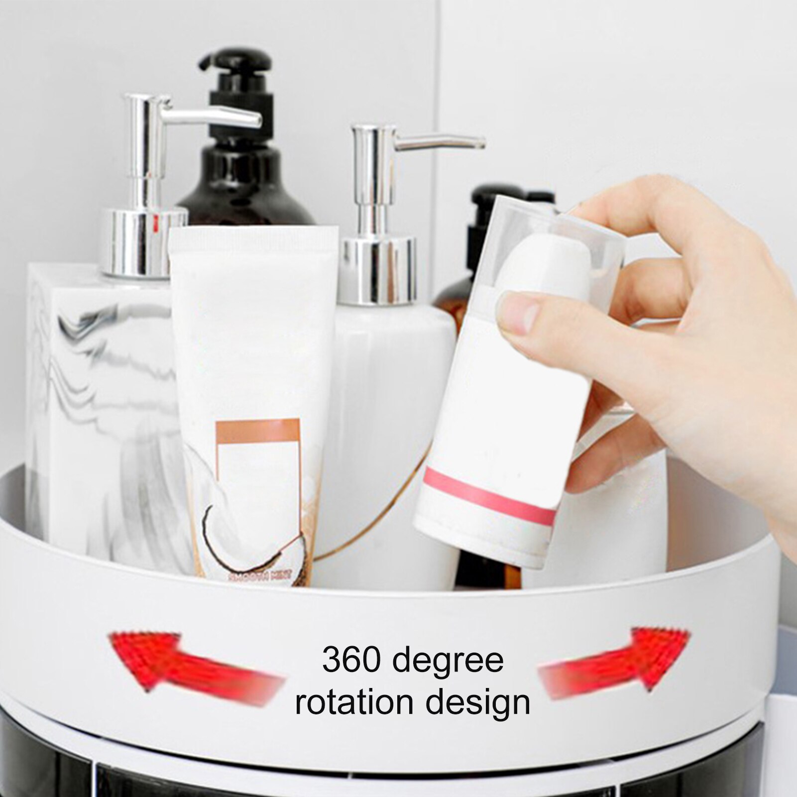 Bathroom 360 Degree Rotating Triangle Shelf Toilet Rotating Shelf Spinning Corner Shelf Bathroom Kitchen Storage Hanging Tray