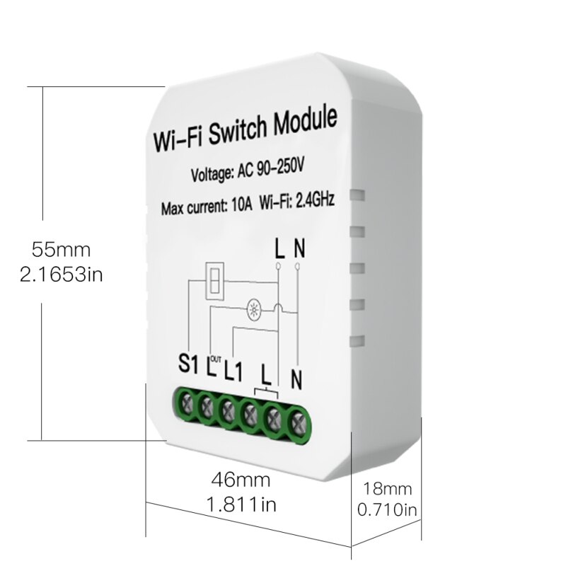 1PC WIFI Circuit Breaker Smart Timer Switch Relay 3 Way 1 Gang Smart Home Compatiable With Alexa Google US Standard
