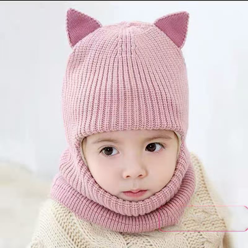 Kid Beanies Cap Scarf Set Kid Plush Ball Baby Girls Scarf Set Winter Warm Caps For Boys Girls 2-6 years old: X