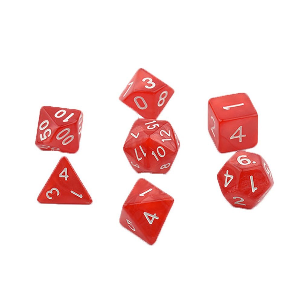 7pcs/set Games Gaming Dices Multi-sided Dices Desktop Game Accessories Multi Faceted Acrylic Dice Suit: Red