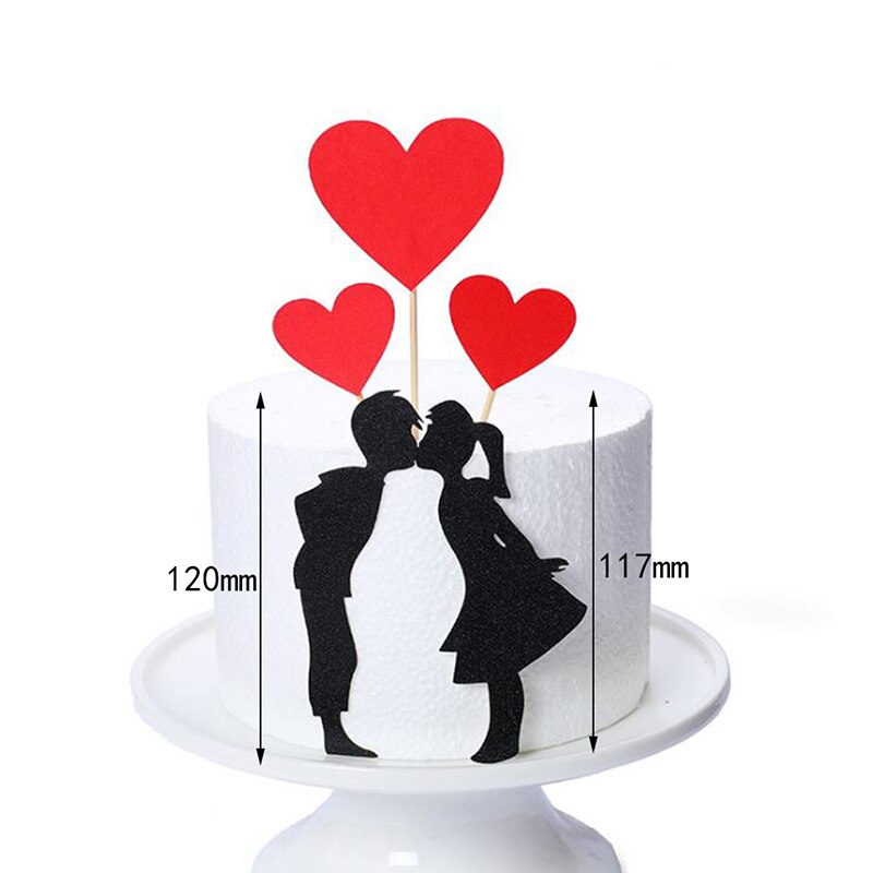 Wedding Cupcake Topper Love Heart Sweet Lovers Cake Topper For Anniversary Valentine's Day Wedding Party Cake Decorations: 2