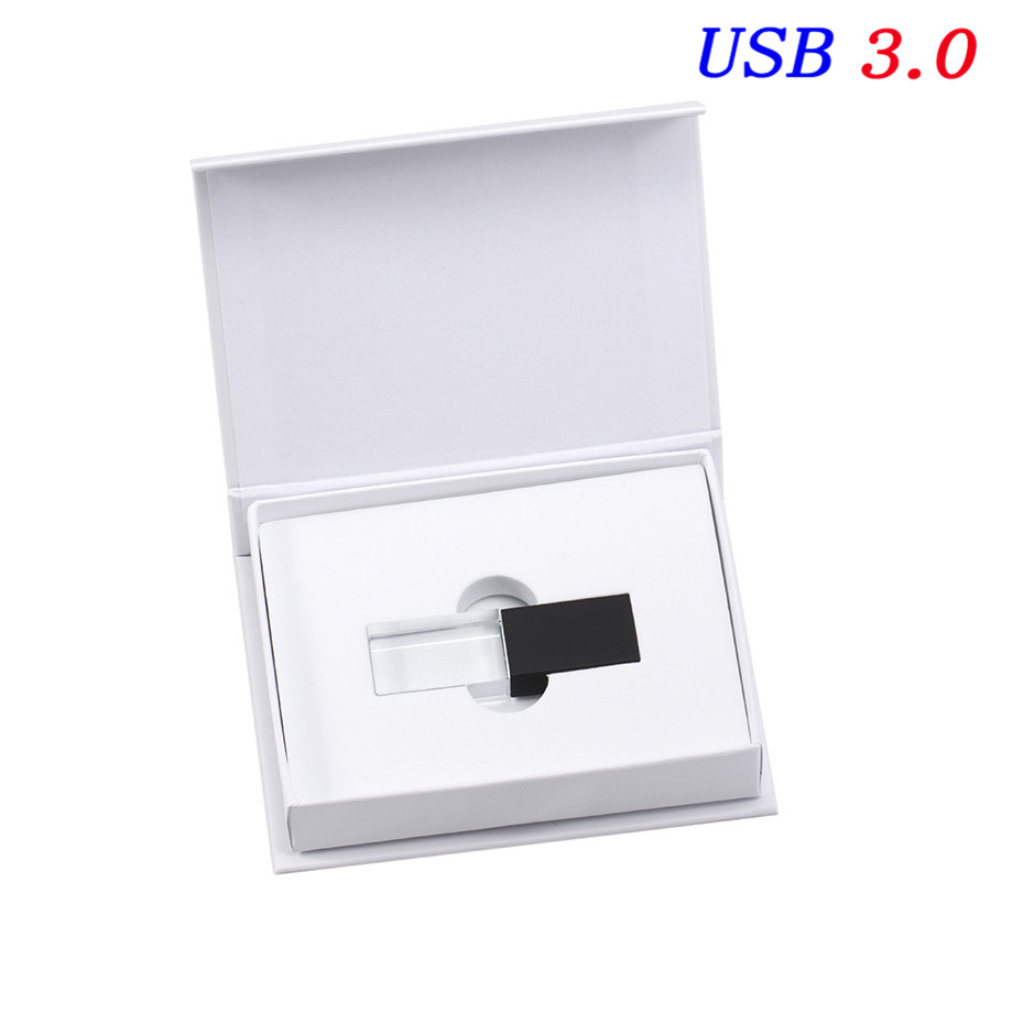 JASTER Crystal USB Flash Pen Drive Custom Logo Cle USB 3.0 4GB 16GB 32GB 64GB Wedding Pendrive (Over 10pcs Free Logo)