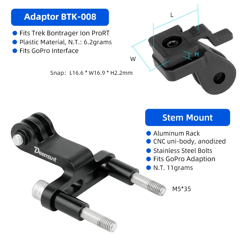 Adaptor for Trek Bontrager Ion Prort Fits GoPro Adaption Bicycle Headlight Stand Handlebar Stem Fork Helmet Saddle Mount: PURPLE
