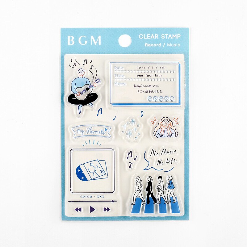 Japan BGM Clear Stamp Album Book, Acrylic Stamping Clear Block, Transparent Clear Stamps Seal,for Scrapbooking Craft Card Making: 08