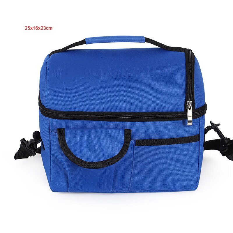 High Capacity Waterproof Lunch Bag Shoulder Crossbody Food Thermal Handbags Adult Kids Outdoor Picnic Storage Pouch Accessory: C Royal Blue