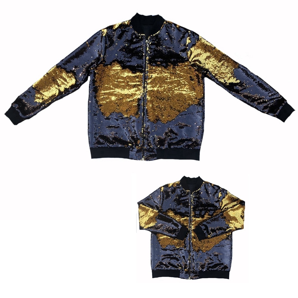 großauftrag Mommy & Me Mardi gras pailletten bomber jacke reversible farbe ändern pailletten mäntel 1 stücke