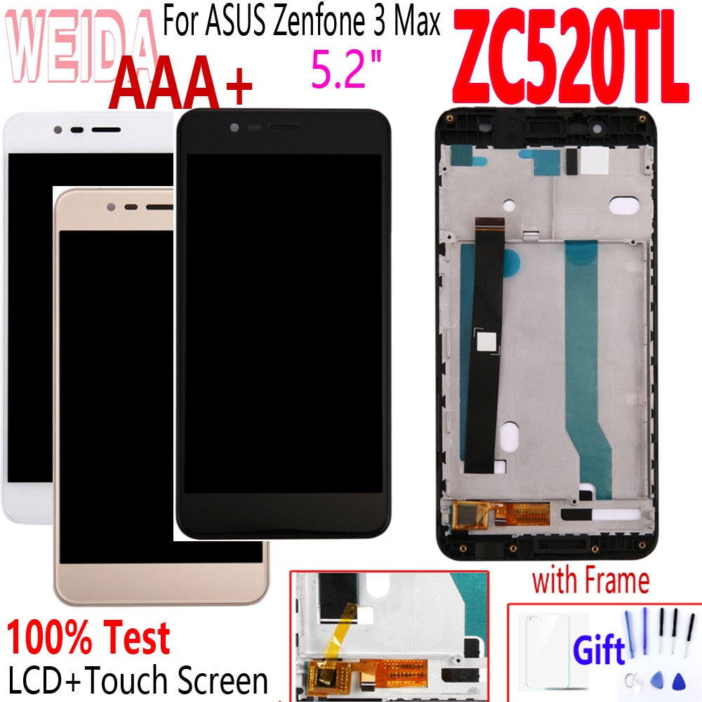 Originele 5.2 "Voor Asus Zenfone 3 Max ZC520TL X008D Lcd Touch Screen Digitizer Vergadering Met Frame Voor Asus ZC520TL Lcd