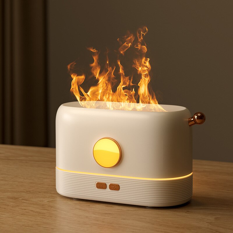 Bærbar aroma diffusor simulering flamme usb ultralyd luftfukter hjemmekontor luftfukter aromaterapi flamme lampe diffusor: Militærgrønn