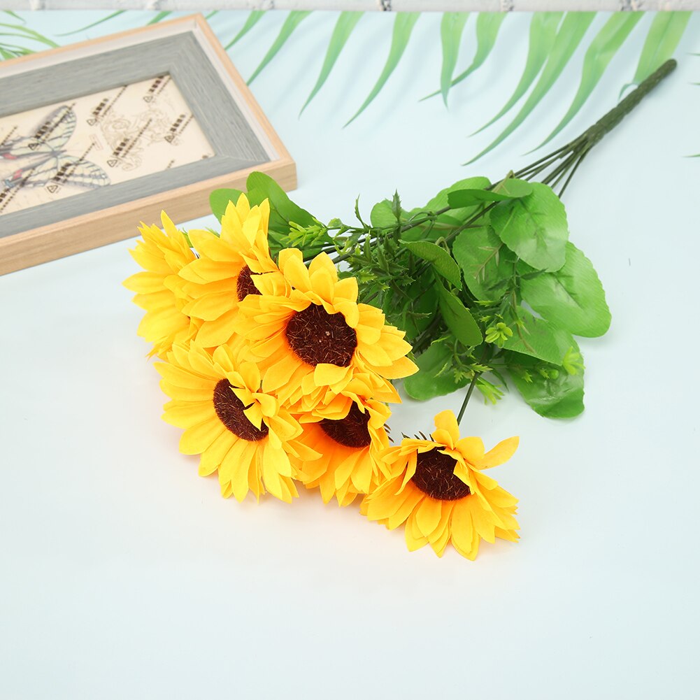 Simulação girassol artificial flor de seda foto adereços festa de casamento decoração para salas estar ornamento mesa fornecimento